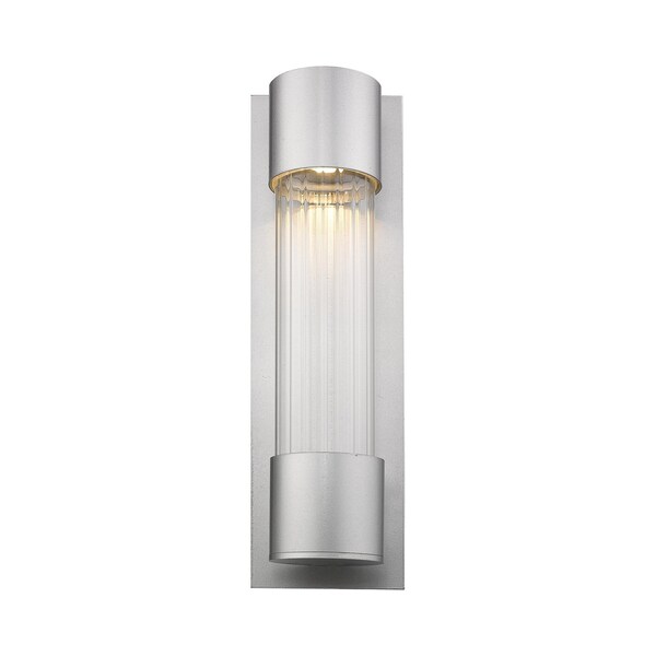 Striate 1 Light Outdoor Wall Sconce, Silver & Clear Optic Glass